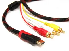 HDMI A/M TO RCA3 単方向 変換ケーブル(デジアナ変換なし) 《1.5m》 BKRD HDMIオス-3RCA(赤白黄) 金メッキ[ゆうパケット発送、送料無料]
