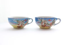 オールドジャパン 瀬戸焼 逆輸入 盛り上げ 龍 デミタスカップ&ソーサー 1 made in Japan dragon seto porcelain demitasse cup