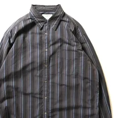 90's 00's Jクルー J.CREW マルチカラーストライプ コットンシャツ 墨黒系 (L) ブラック 90年代 00年代 旧タグ オールド アメリカ古着 USED  ビンテージ ヴィンテージ