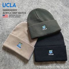 UCLA ユーシーエルエー EMBROIDERY ACRYLIC KNIT WATCH カレッジ ニット帽子 ニットワッチ ワンポイント刺繍 アクリル クマ カリフォルニア アメカジ アメフト バスケ ブランド