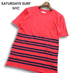 SATURDAYS SURF NYC サタデーズ サーフ ニューヨーク 春夏★ ポケット 半袖 ボーダー Tシャツ カットソー Sz.S メンズ