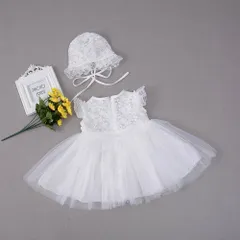 ☆ ホワイト ☆ 24M ☆ ベビードレス セレモニードレス pk1002 ベビードレス セレモニードレス ベビー 女の子 レースドレス レース ドレス ワンピース ノースリーブ 帽子付き フォーマル ベビー服 新生児 退院 晴れ着 お宮参り お披露目