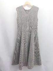 ◇ ⊇ BASEMENT online チェック柄 ロング ワンピース サイズF グレー系 レディース E  【1504240008004】