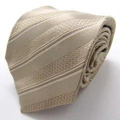 コムサメン ブランド ネクタイ ストライプ柄 格子柄 シルク コットン 日本製 PO メンズ ベージュ COMME CA MEN 【中古】