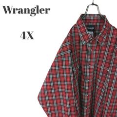 Wrangler ラングラー 長袖ウエスタンシャツ レッド 他 チェック 大きいサイズ メンズ 4Xサイズ