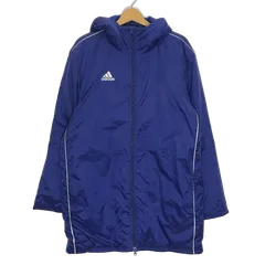 adidas アディダス 中綿 ベンチコート ナイロンジャケット ロングスリーブ パーカー フーディー アウター ワンポイントロゴ刺繍 オーバーサイズ フィリピン製 Sサイズ ブルー
