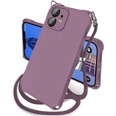 iphone 12 ケース シリコン 耐衝撃 斜めがけ ショルダー タイプ カバー 紐付き 織りストラップ付き 肩掛け 首掛け アイホン 12 ケース 米軍MIL規格 SGS認証 スマホケース 携帯ケース ストラップホール付き 薄型 ソフトケース 指紋防止 0