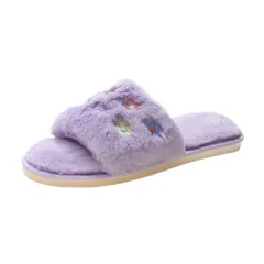 ☆ パープル ☆ 40-41(24.5cm-25cm) ☆ スリッパ もこもこ pmyslimoko14 もこもこ スリッパ ルームシューズ ルームスリッパ 秋 冬用 前開きスリッパ ルームサンダル 室内履き オープントゥ ボア フェイクファー