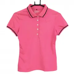 ★値下げ★【超美品】ナイキゴルフ 半袖ポロシャツ 蛍光ピンク×黒 DRI-FIT 襟袖口ライン レディース S ゴルフウェア NIKE