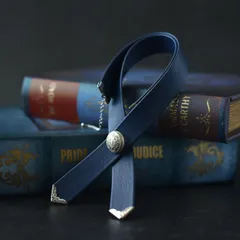 英雄の紋章｜紋章ボタンのクロスタイチョーカー／ネックレス メンズ ユニセックス ネイビー シルバー クラシック エレガント モード