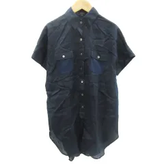 アルチザン ARTISAN シャツチュニック 半袖 麻 リネン 9 ネイビー 紺 /YM31のサムネイル