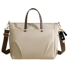 [CARRY ALL BEFORE ONE] ビジネスバッグ レディース 通勤バッグ トートバッグ A4/15.6インチPC対応 2way 肩掛け ショルダーベルト取り外し可 外ポケット付き 軽量 大容量 通学 通勤 撥水・耐傷 ベージュ [ベージュ] [L]