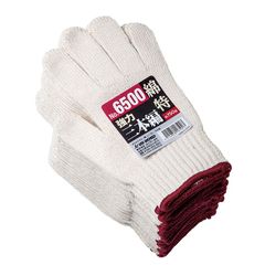 ユニワールド 綿特紡強力３本編軍手 6500 フリーサイズ 1ダース（12双入り）