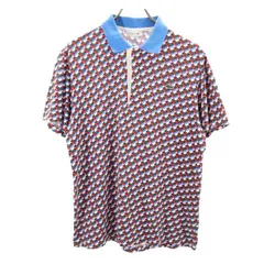ラコステ 総柄 半袖 ポロシャツ 4 青×赤×黒 LACOSTE メンズ 【中古】  【230523】 メール便可