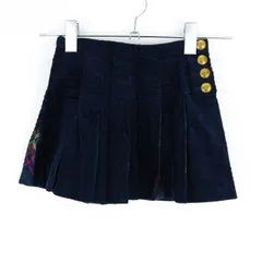 ラルフローレン コーデュロイミニスカート プリーツ 左側ゴールドボタン ストレッチ キッズ 女の子用 110サイズ ネイビー RALPH LAUREN 【中古】