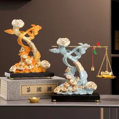 元宝 ブルー 青 オレンジ 風水グッズ 元寶 置物 オブジェ 運 健康運 出世運 家庭運 家内安全 インテリア 玄関 リビング 贈り物 プレゼント 魔除け オフィス 飾品 幸運 天秤