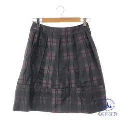 【訳アリ】GEORGES RECH ジョルジュレッシュ スカート ひざ丈スカート お洒落 可愛い ひざ丈 レディース チェック 38 キュプラ 日本製 901-13585 送料無料 古着