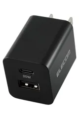 【新着商品】16 15 【iPhone USB-A 14 USB-C 2ポート Android PD対応 等対応】 USB 20W ブラック 充電器 Type-C EC-AC22BK エレコム