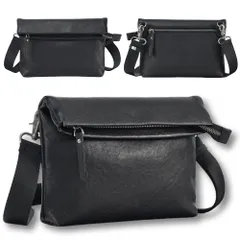 [GRHONC] サコッシュ メンズ ショルダーバッグ 小さめ PUレザー 防水 軽量 斜めがけ 2way クラッチバッグ (ブラック) [ブラック]