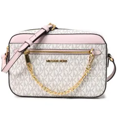 マイケルコース バッグ MICHAEL KORS PVC レザー ジェット セット アイテム モノグラム ラージ イースト ウエスト ジップ チェーン クロスボディ 斜めがけ ショルダーバッグ パウダーブラッシュマルチ 35S1GTTC9B