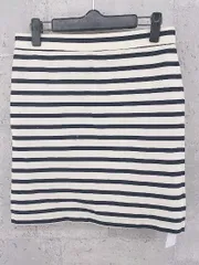 ◇ Adam et Rope’ アダム エ ロペ ボーダー タイト ミニ スカート 38 ホワイト ネイビー * 1002799362030 【中古】 【1002799362030】