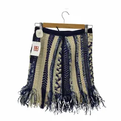ランバンオンブルー LANVIN en Bleu 異素材切替フリンジスカート レディース  38のサムネイル