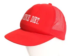 【お得なクーポン配布中!】 デッドストック 90s 企業 ロゴ プリント メッシュ ベースボール キャップ メンズ レディース M L 帽子 ワンポイント トラッカー ハット 赤