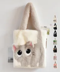 ファートートバッグ ふわふわ 猫柄鞄秋冬