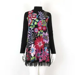 トクコプルミエヴォル チュールフリル刺繍Tシャツ　チュニック　M 黒 刺繍 トクコプルミエヴォル 黒 刺繍チュニック長袖 - メルカリ