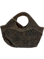 RE209 robita ロビタ　編み込み　レザー　ハンドバッグ　ブラウン　レディース