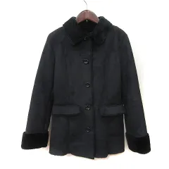 エムケー ミッシェルクラン MK MICHEL KLEIN コート フェイクムートン 裏ファー 38 黒 ブラック /YIのサムネイル