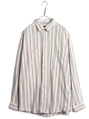 【お得なクーポン配布中!】 90s エディーバウアー ストライプ 長袖 シャツ メンズ XL 古着 90年代 オールド Eddie Bauer アウトドア 長袖シャツ マルチカラー コットン