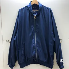 STARTER スターター ナイロンジャケット 企業ロゴ バックデザイン オーバーサイズ リブ袖大 ロゴジップ KOREA製 メンズ XL ネイビー