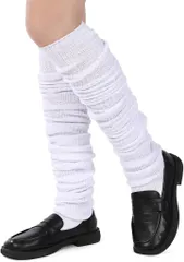 SSKRYL ルーズソックス レッグウォーマースクールソックス 制服 学生 女子 通学 仮装 コスプレ 定番(ホワイト,  180cm)