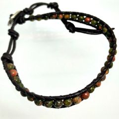 ユナカイト 天然石 1連 ラップ 本革 ブレスレット パワーストーン ジェムストーン センティペイド AUULA jewelry 241217 ラップブレス