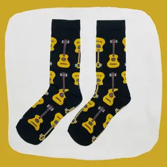 ギター ブラック クルーソックス #205