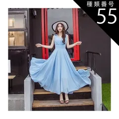 種類55：イエロー/L シフォンワンピース シフォンドレス ドレスワンピース ワンピース ドレス フレアワンピース シフォンワンピース ロング ロング丈 マキシ マキシ丈 9分丈 袖なし ノースリーブ Vネック カシュクール フレア セミフレア Aライン シフ