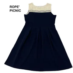 【ROPE PICNIC/ロペピクニック】ノースリーブワンピース ストレッチ ネイビー 紺 パーティー (中古)
