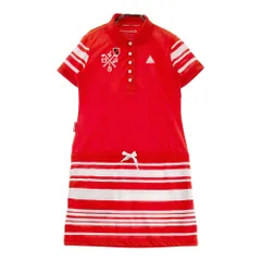 サイズ：M LE COQ GOLF ルコックゴルフ  半袖ワンピース ボーダー柄 レッド系 [240101380692] ゴルフウェア レディース ストスト