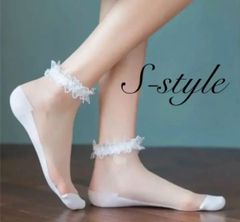 【SALE】ソックス シースルー レディース パール レース