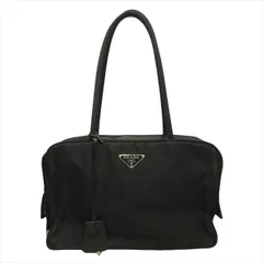 プラダ PRADA トライアングルロゴ ナイロン トート ハンド バッグ 鞄 三角ロゴ プレート カデナ クロシェット 黒 ブラック レディース メンズ