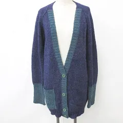 シーバイクロエ SEE BY CHLOE カーディガン ニット ロング丈 Vネック 長袖 無地 青 ブルー 紺 ネイビー 緑 グリーン 38のサムネイル