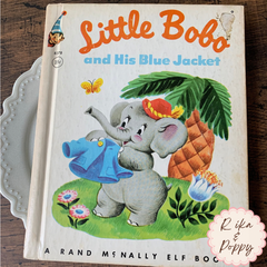ヴィンテージ 絵本 【Little Bobo and His Blue Jacket】 1953年 洋書 ジャンクジャーナル 素材 レトロ 絵本 古書 アニマル