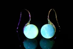 シルバー925◇希少メキシコ産 ブルーアンバー琥珀 8mm ピアス パワーストーン 天然石 _PRG1950