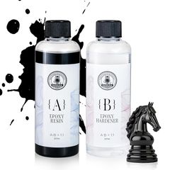 SANAAA ブラックエポキシ樹脂474ML、高光沢エポキシ樹脂 気泡なし、工芸品、鋳造、DIY、樹脂アート、型、ジュエリー用の卓上エポキシ樹脂 (237ML x 2) 1