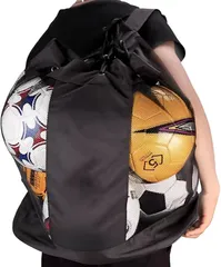 fogman ボールバッグ サッカーボール バスケットボール おしゃれ 使いやすい 大容量 肩掛け(Black)