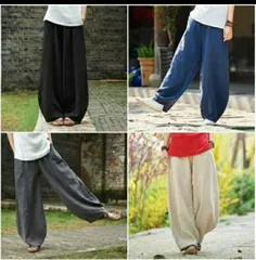 アジアン エスニック サルエル ロングパンツ 無地 ゴム 綿  ワイドパンツ