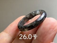 L13-86 黒翡翠 26.0号 ミャンマー産天然 A貨 本翡翠 くりぬき リング