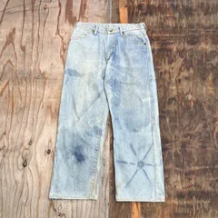 WRANGLER ラングラー ケミカルウォッシュ デニム パンツ ワイド ストレート ブリーチ パンク グランジ 日本製 90s VINTAGE 古着 MF127