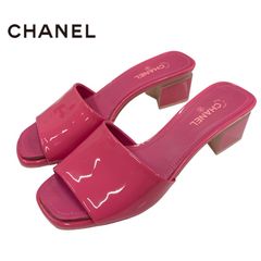 シャネル CHANEL サンダル 靴 シューズ パテント ピンク ミュール ココマーク